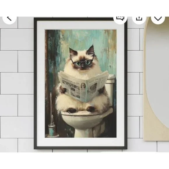 NWT Cat On Toilet Wooden Jigsaw Puzzle 1000 Pieces Fun High-Quality Puzzle For A - Picture 1 of 5